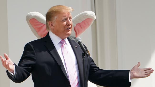 Donald Trump speaks during an Easter event at the White House. Pic: AFP