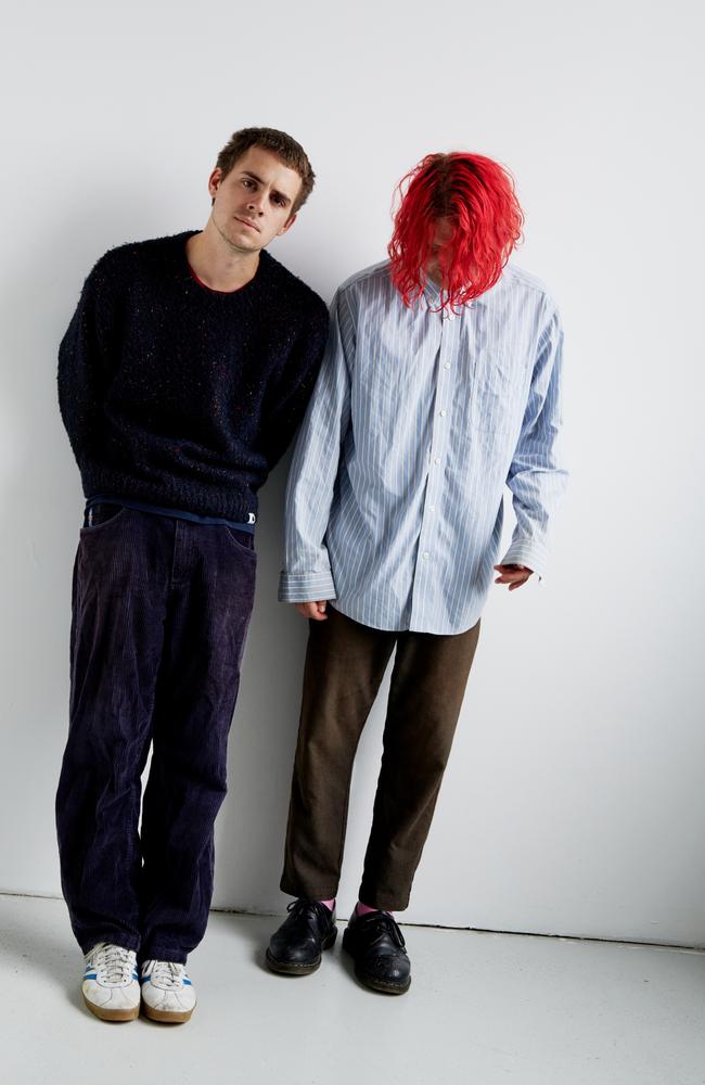 Sydney indie pop duo Royel Otis. L-R: Otis Pavlovic and Royel Maddell. Picture: Alex Wall
