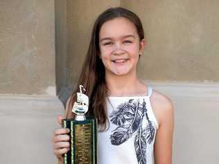 MISS VERSATILE: Katie Kerr with the  Nora Baird memorial   trophy at Rockhampton's 84th eisteddfod. Picture: Jann Houley