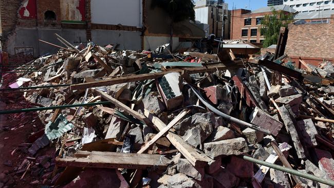 The demolished Corkman Irish Pub. AAP Image/Tracey Nearmy