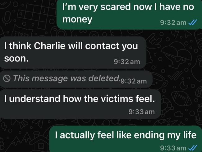 Text messages from the second set of scammers. Picture: Supplied