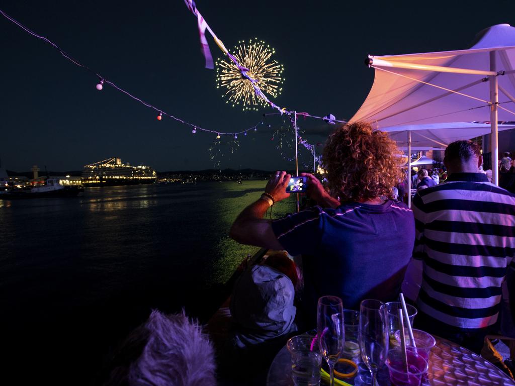 Fireworks at the Taste of Tasmania NYE party. Picture: LUKE BOWDEN