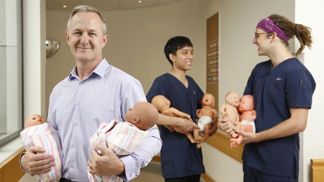 Midwives (left) Linc Marlow, Jack Jiang and Cameron Littlewood. Picture: David Swift