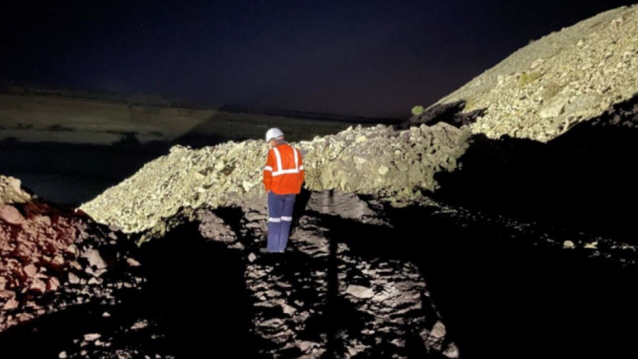 Where the bund was breached. Photo courtesy of Resources Safety &amp; Health Queensland.