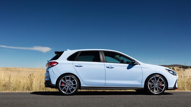 Sports wheels and big brakes give a hint of the car’s performance potential. Picture: Supplied.