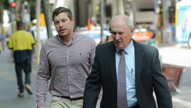 Ben Currie on his way to a QCAT hearing. Picture: Mark Cranitch.