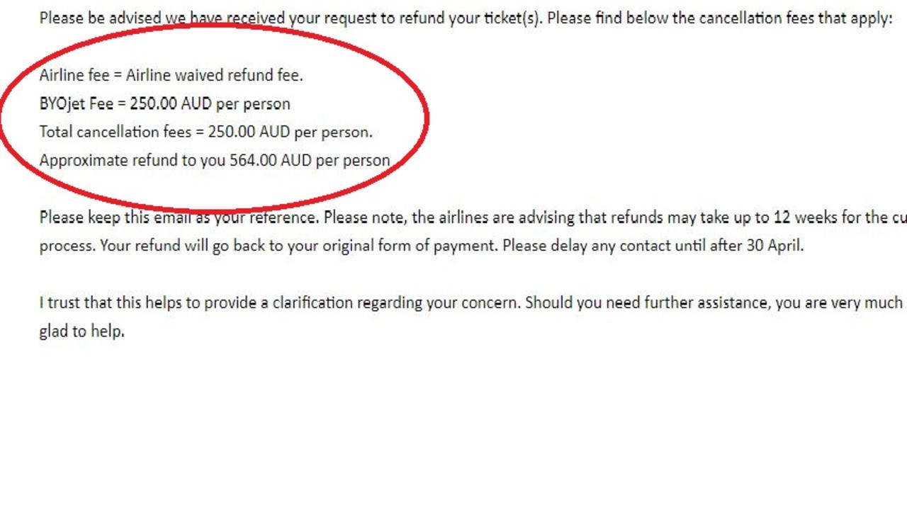 BYOjet is charging $250 for cancellations even when airlines waive their fees. Picture: Supplied