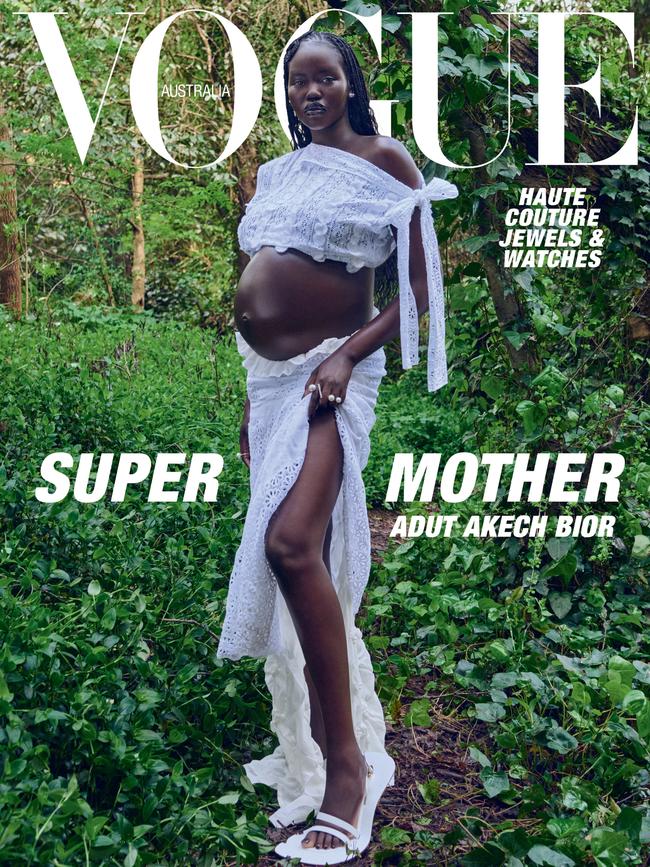 Adut Akech Bior is expecting a baby girl and graces Vogue’s November cover. Photography: Jesse Lizotte