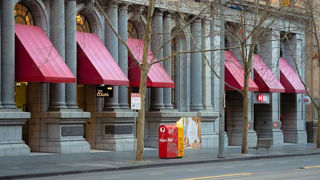 Empty scenes around Melbourne CBD. Picture: Jason Edwards