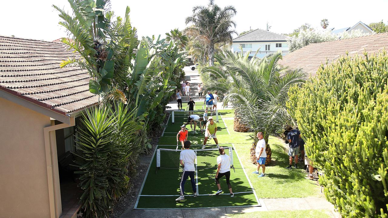 The new temporary tennis courts in the Hampton street have proven hugely popular. Picture: Graham Denholm