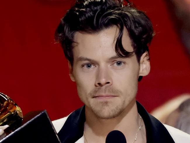 LOS ANGELES, CALIFORNIA - FEBRUARY 05: Harry Styles accepts the Album Of The Year award for Ã¢â¬ÅHarry's HouseÃ¢â¬Â onstage during the 65th GRAMMY Awards at Crypto.com Arena on February 05, 2023 in Los Angeles, California. (Photo by Kevin Winter/Getty Images for The Recording Academy)