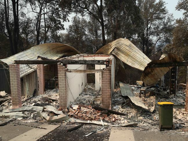 Several homes and property along Lake Conjola’s Entrance Road have been destroyed by fire last week. Picture: David Swift.