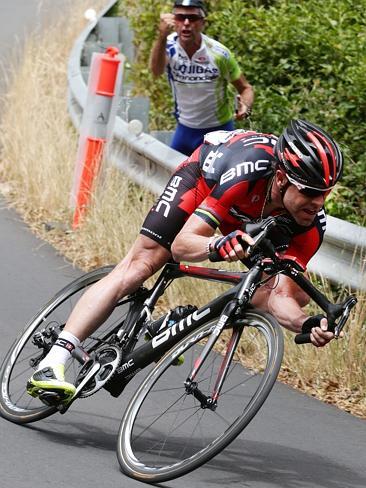 Cadel Evans gets some crowd support. Picture: SARAH REED.