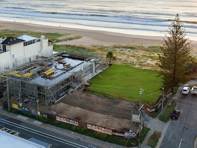 139-141 Hedges Avenue, Mermaid Beach, with new house underway on northern boundary