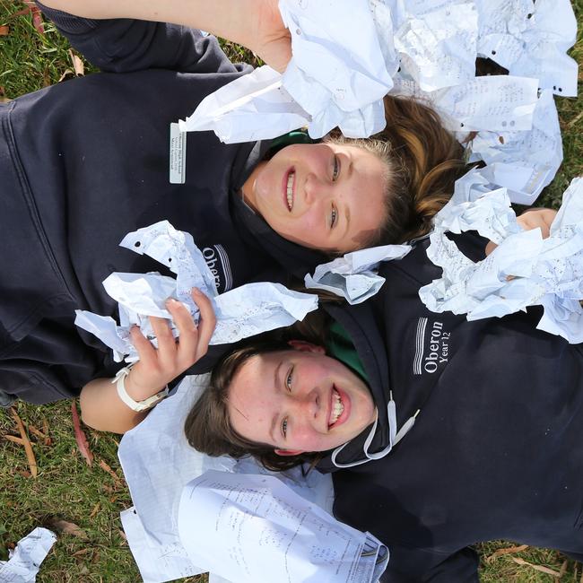 Oberon High School students Maxine Armistead, top, and Daisy McNeilly (dux) were among the school's highest scorers. Picture: Peter Ristevski