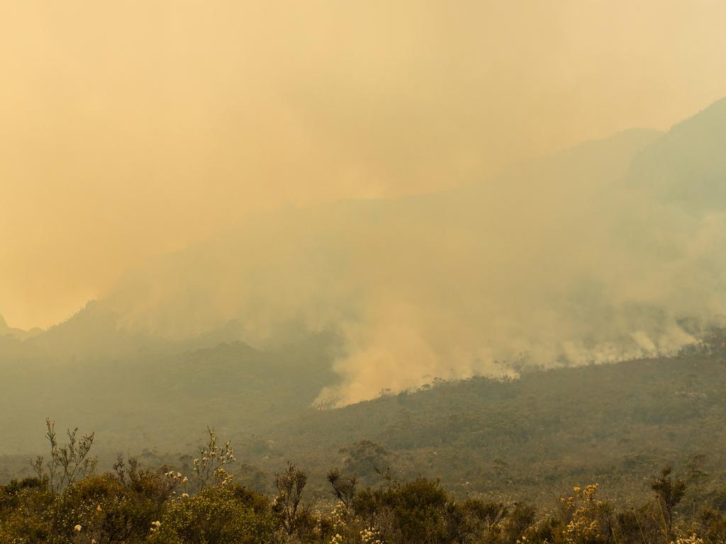 Bushfire in Tasmania’s South-West Wilderness World Heritage Area. Picture: LYNDSEY EVANS