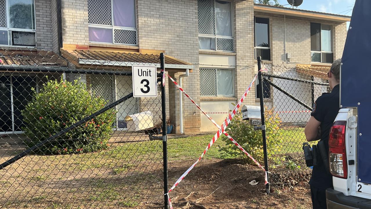 NT Police officers at a unit on Fawcett Court, Malak the morning after a 37-year-old man was allegedly murdered by his uncle, on October 7. Picture: Sierra Haigh