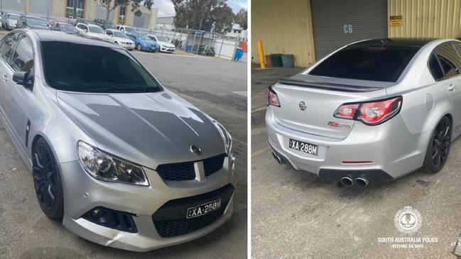 The Holden sedan allegedly driven by a man charged with assaulting a police officer. Picture: SA Police