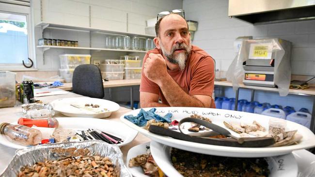 CONSERVATION KEY: Karl French, pictured with marine debris collected over three months in the Gladstone Harbour, has been nominated as chair of Gladstone's Local Marine Advisory Committee. Picture: Mike Richards GLA050918REEF