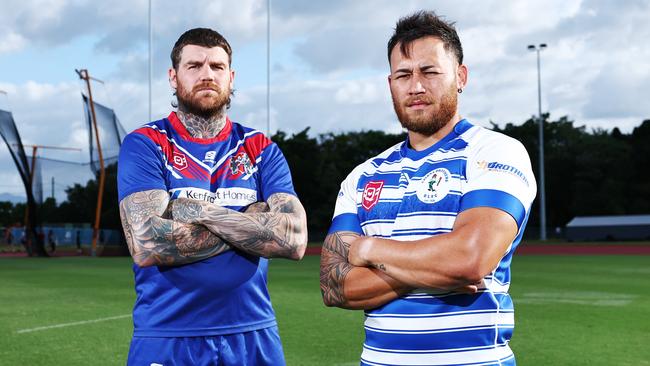 Far North Queensland Rugby League will host the A grade mens grand final match this Saturday. Ivanhoe Knights A grade captain Josh Dugan and Cairns Brothers A grade captain Jordan Biondi-Odo will do battle for premiership glory at Barlow Park on Saturday. Picture: Brendan Radke