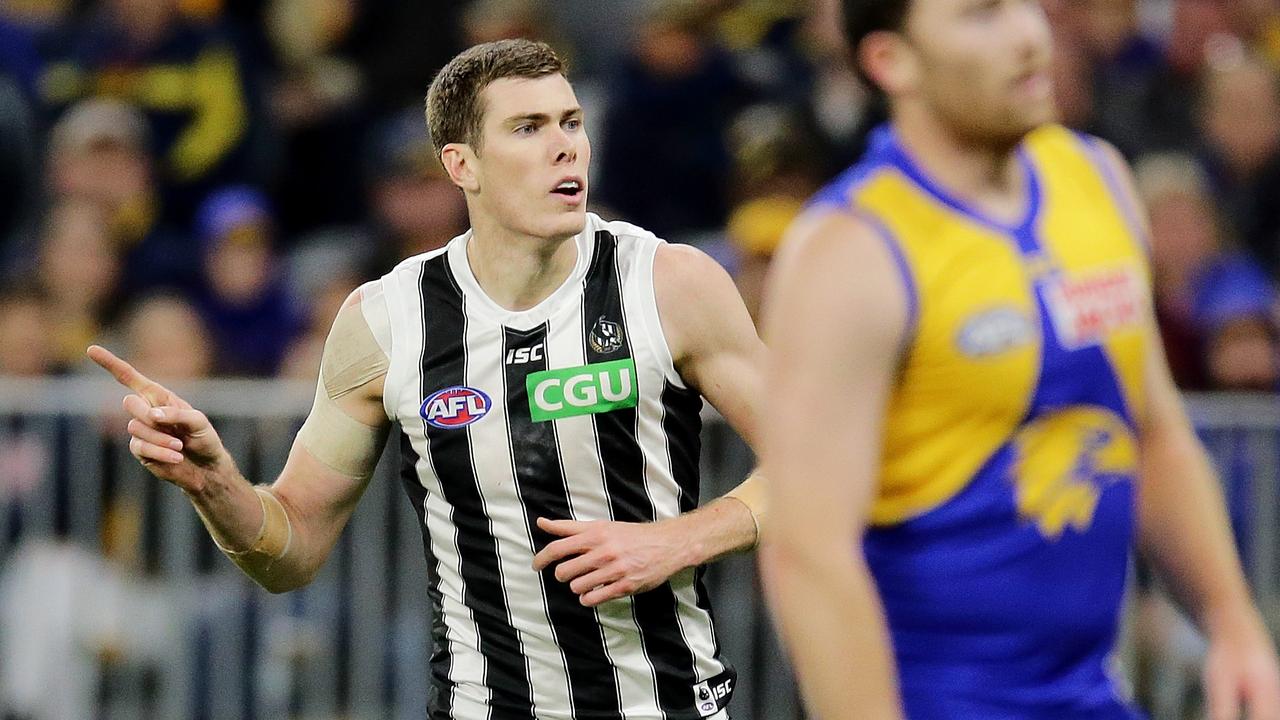 Mason Cox of the Magpies has attracted interest from Essendon. Picture: Will Russell