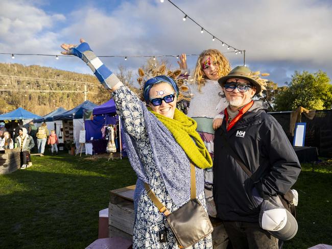 Willie Smith's Midwinter Festival Huonville - Verina Bowden, Willow Bowden and Brad Bowden. Picture: Caroline Tan
