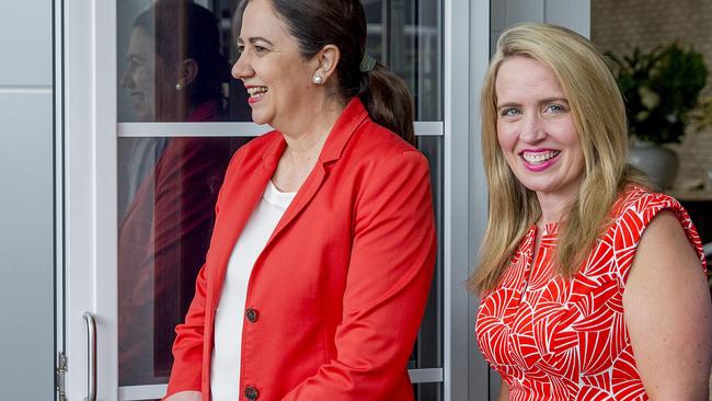 ‘Thanks Tom’ ... Queensland Premier Annastacia Palaszczuk and Minister for Tourism, Major Events and the Commonwealth Games, Kate Jones, at the The Star on the Gold Coast yesterday. Picture: Jerad Williams