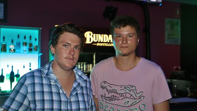 L-R Seth Warry and Travis Smith at Zodiac Nightclub.Photo Liam Fahey / Morning Bulletin