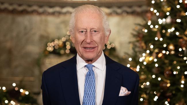 King Charles records his Christmas message at the Fitzrovia Chapel in London. Picture: WPA Pool/Getty Images