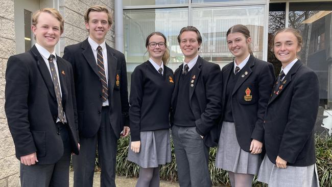 Yarra Valley Grammar students James Thomson, Ben Jeffery, Holly O'Brien, Jack Goldsmith, Charlize Brown and Keeley Marx are excited to be able to vote for the first time in Saturday's federal election. Picture: Kiel Egging.