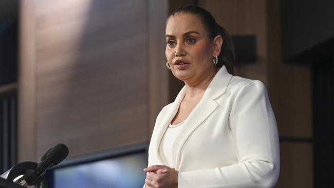 Jelena Dokic speaks at the National Press Club in Canberra. Picture: NewsWire / Martin Ollman