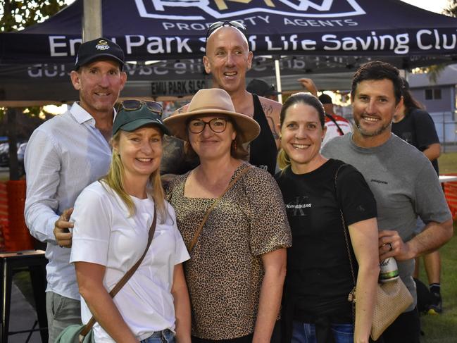 Graham Leeson, Steve Hughes, Nathan Johnston, Belinda Connolly, Annette Gillis and Amanda Johnston at the AFL Capricornia grand finals, Rockhampton Cricket Grounds, September 10, 2022.