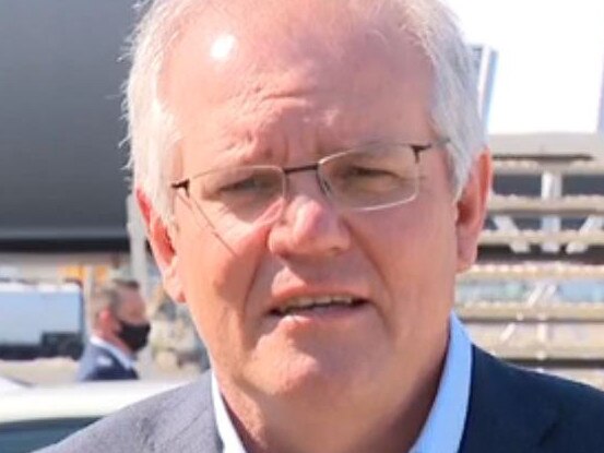 Australian Prime Minister Scott Morrison boards a Royal Australian Air force plane in Sydney, Monday, September 20, 2021. Prime Minister Scott Morrison is heading to the US for the first face-to-face Quad leaders' summit. Must Credit 7News