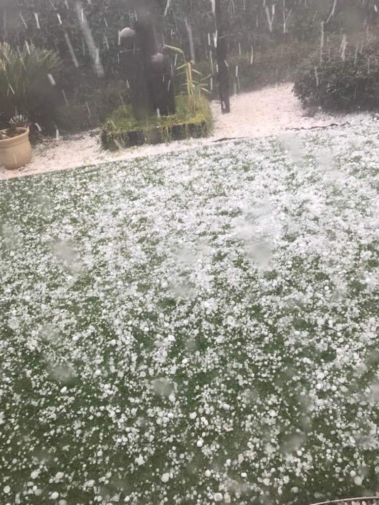 Massive storm hits western Sydney: At Bella Vista. Punched holes through the alsinite roofing. Picture: Mark Oldbull / Facebook