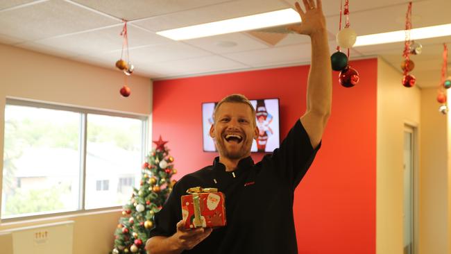 Mathew Robertson celebrates spending Christmas at home this year after being in hospital last year. Picture: Sam Lowe