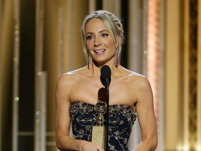 Joanne Froggatt accepts the award for best supporting actress in a series, miniseries or TV movie.