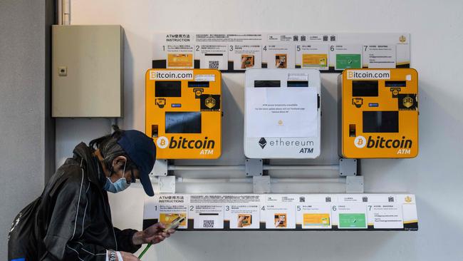 ATM machines for digital currency bitcoin in Hong Kong. Picture: AFP