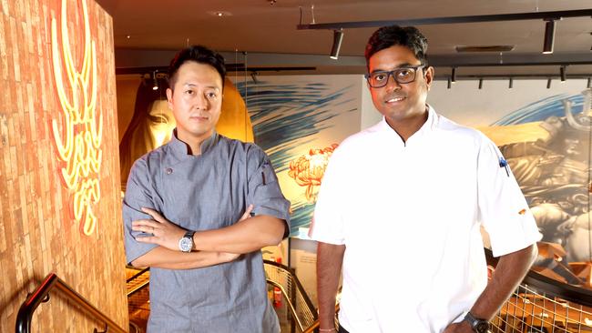 Executive sous chef Chris Jang with executive chef Sumit Batra, Picture: Steve Pohlner