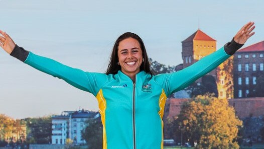 Australian paddler Noemie Fox after winning her silver medal: Pic: ICF