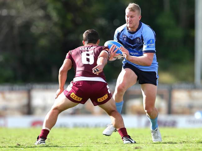 NSW's Mitch Barnett. The QLD Residents vs the NSW Residents at Langlands Park in Brisbane. Pic Peter Wallis