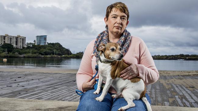 Candice Morris-Grant with her dog Buckley who was attacked by another dog earlier this year. Picture: Jerad Williams