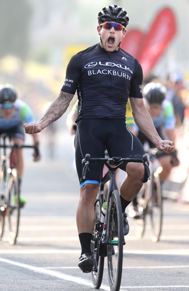 Sam Welsford claims victory despite a small mishap in his race. Picture: Mike Dugdale