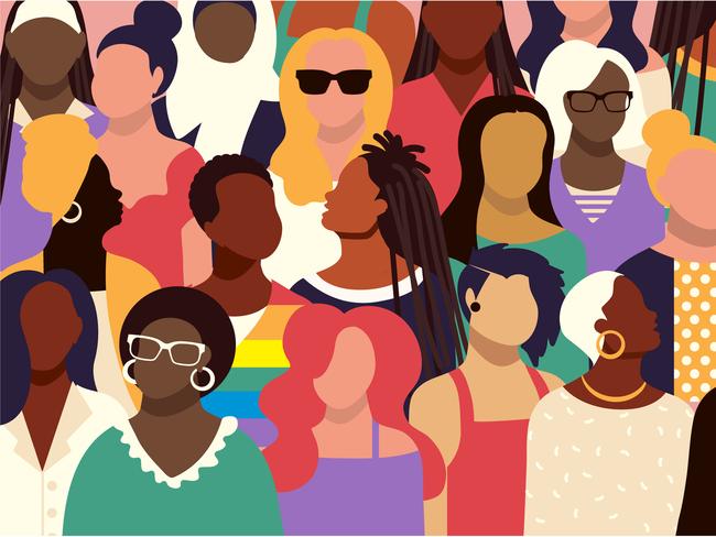 Vector illustration of a Crowd of diverse women with various expressions vibrant colors. Vibrant colors. Easy to edit. Vector eps and jpg in download.