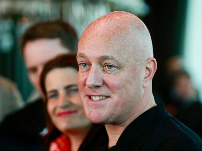 National Party leader and Prime MInister elect Christopher Luxon flanked by deputy leader Nicola Willis and campaign leader Chris Bishop talks to media at the Four Points Sheraton hotel in central AucklandNew Zealand Herald photograph by Alex Burton 15 October 2023