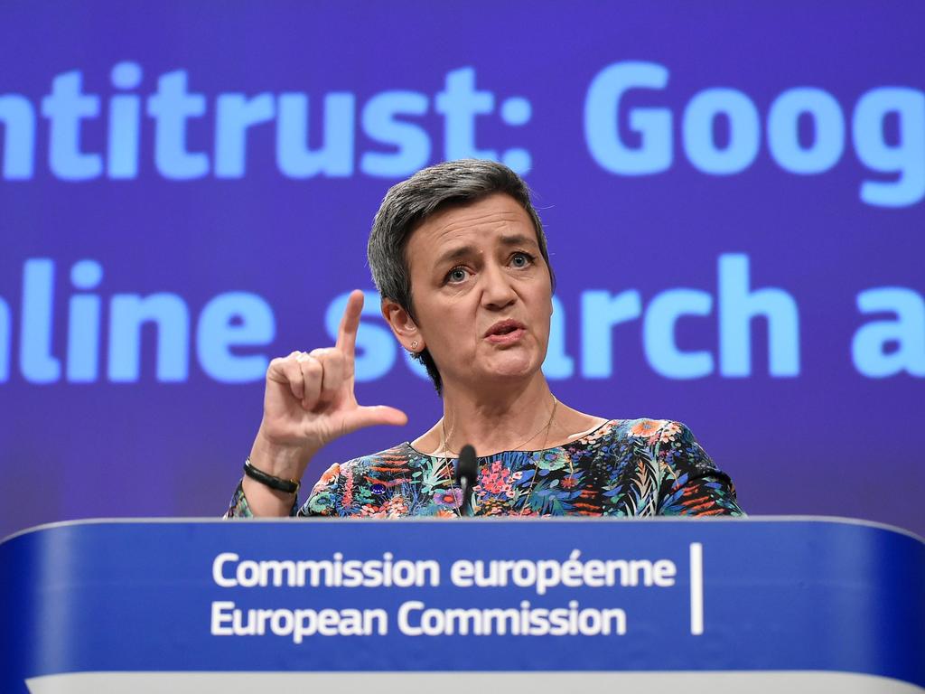 The EU's powerful antitrust regulator slapped tech giant Google with a new fine over unfair competition. Picture: AFP
