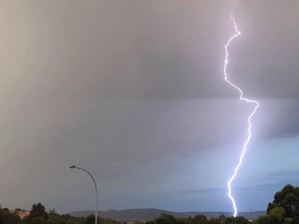 Reader's pic of the lightning storm over southern Tasmania late on Tuesday, January 15, taken on Hobart's Eastern Shore. Picture: SAM McCAMBRIDGE