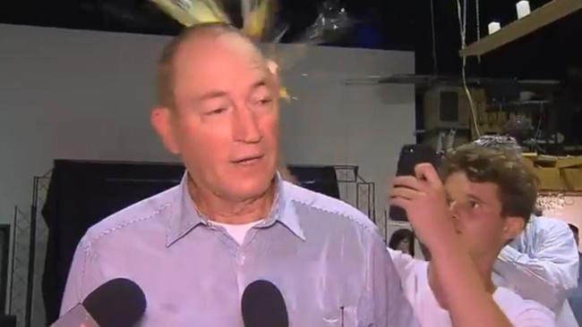 Senator Fraser Anning was egged by 17 year old boy following his response to the Christchurch terrorist attack. Picture: supplied 