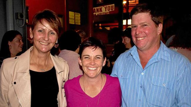 Helen Roth from Proston , and Michelle and Jim Croner from Eidsvold at Pub Rock Choir in Rockhampton. Picture: Jann Houley