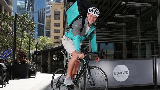 Bulldog NRL player David Klemmer got on his bike. (Richard Dobson)