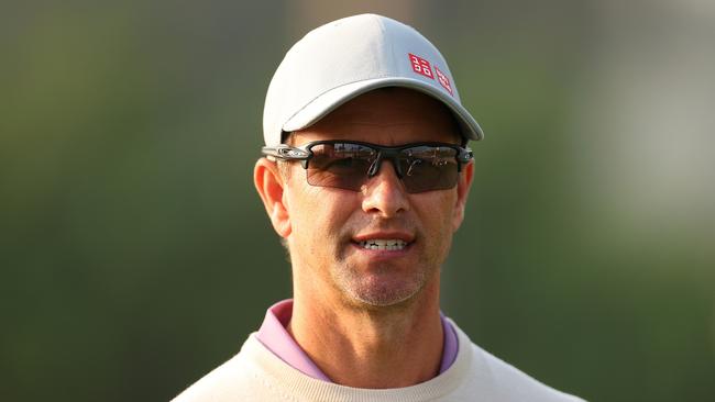 DUBAI, UNITED ARAB EMIRATES - JANUARY 17: Adam Scott of Australia smiles on the 13th hole on day two of the Hero Dubai Desert Classic at Emirates Golf Club on January 17, 2025 in Dubai, United Arab Emirates. (Photo by Andrew Redington/Getty Images)